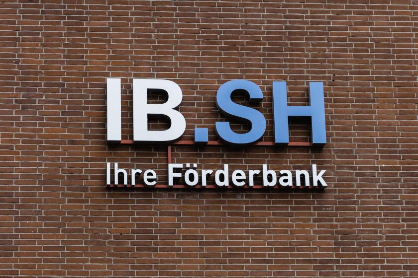 Kiel, Germany, July 28 2022, logo of german bank investitions bank, IB SH, headquarters
