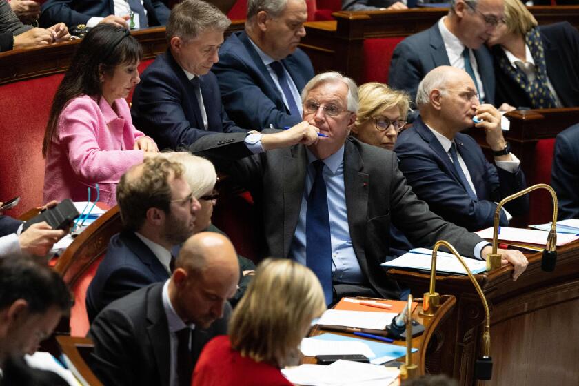 Paris, France. 22nd Oct, 2024. French Prime Minister Michel Barnier during a session of questions to the government at the National Assembly, French Parliament lower house, in Paris on October 22, 2024. Photo by Raphael Lafargue/ABACAPRESS.COM Credit: Aba