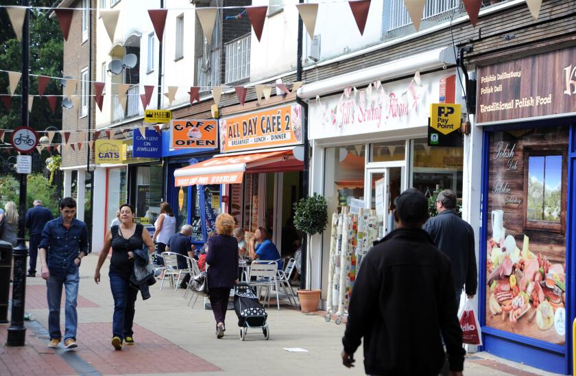 Crawley West Sussex UK - The old shopping precinct and High Street area