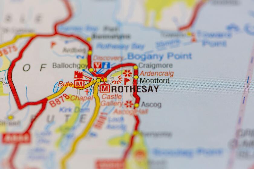 Rothesay shown on a road map or geography map