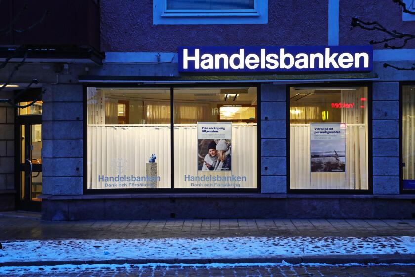 Eksjo, Sweden 20200207 Svenska Handelsbanken AB is a Swedish bank providing universal banking services including traditional corporate transactions, investment banking and trading as well as consumer banking including life insurance. 
Photo Jeppe Gustafss