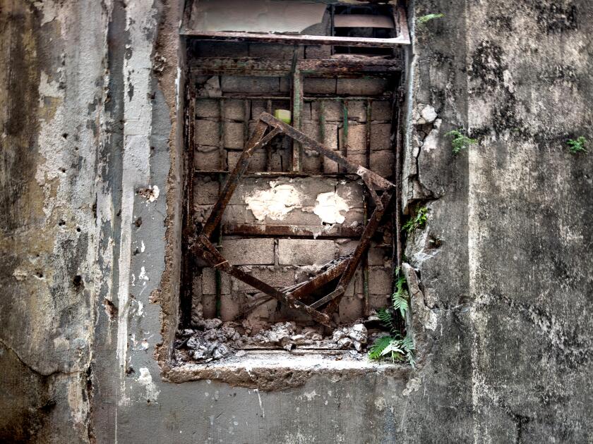 Crumbling infrastructure in old concrete building