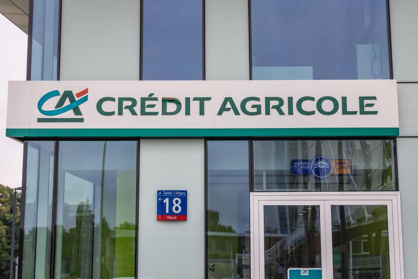 Credit Agricole branch office in Warsaw city, Poland