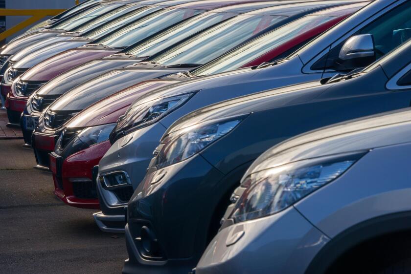 Line of Used Cars For Sale on Showroom Forecourt