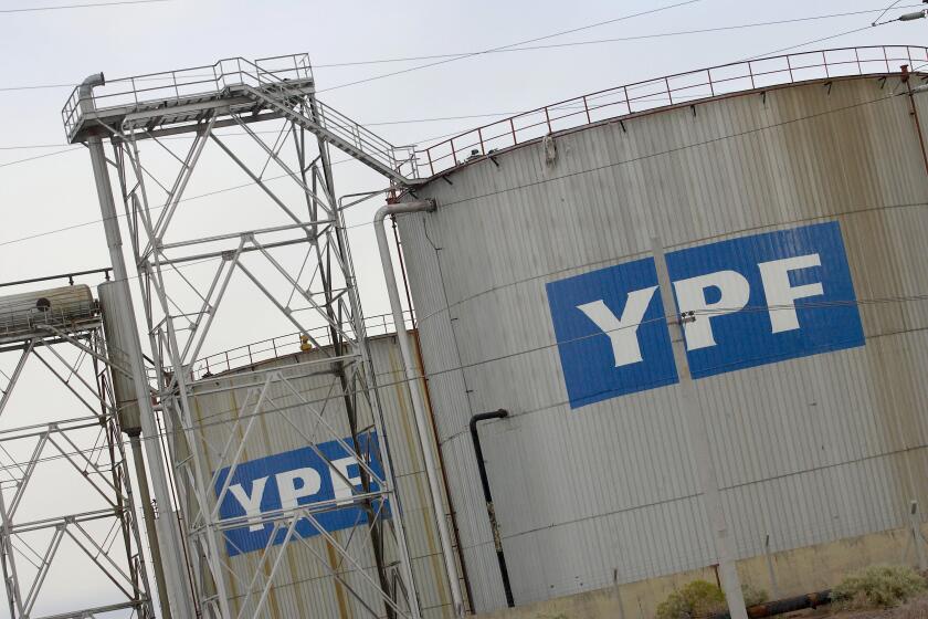 YPF oil company in El Medanito, Catriel, Rio Negro, Argentina. The strategic alliance between YPF oil company in Argentina and PDVSA in Venezuela went a step further with the signing of an agreement to explore sites in two countries,  August 4, 2012. Phot