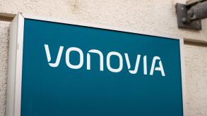 Vonovia logo sign of the landlord. The company offers lots of apartments in residential buildings around Germany. It is also a big employer.