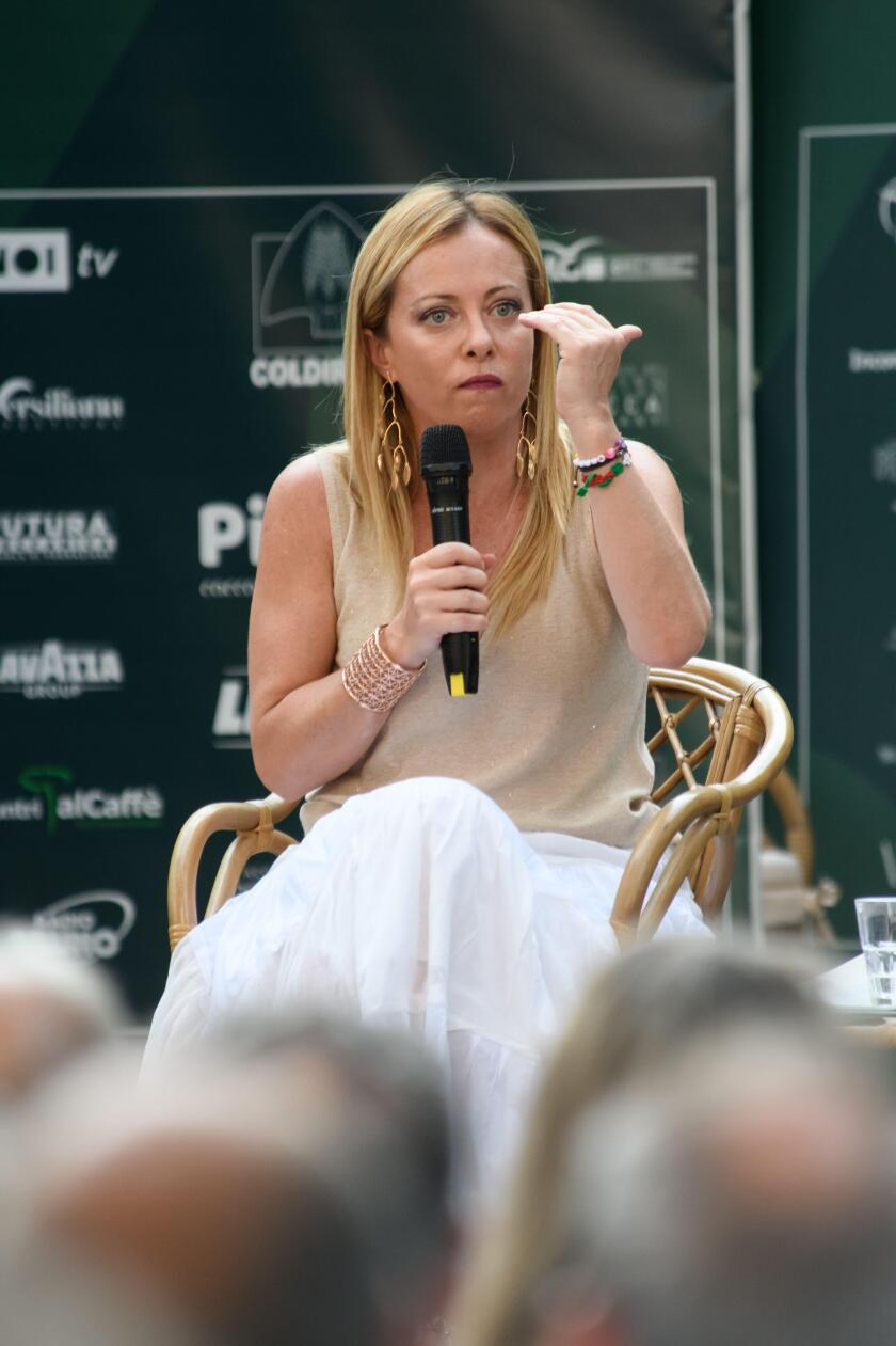 Marina di Pietrasanta, italy. 04 august, 2022. meetings at the caffe della Versiliana, in the photo Giorgia Meloni, leader of fratelli d'italia. Stefano Dalle Luche / Alamy Live News.