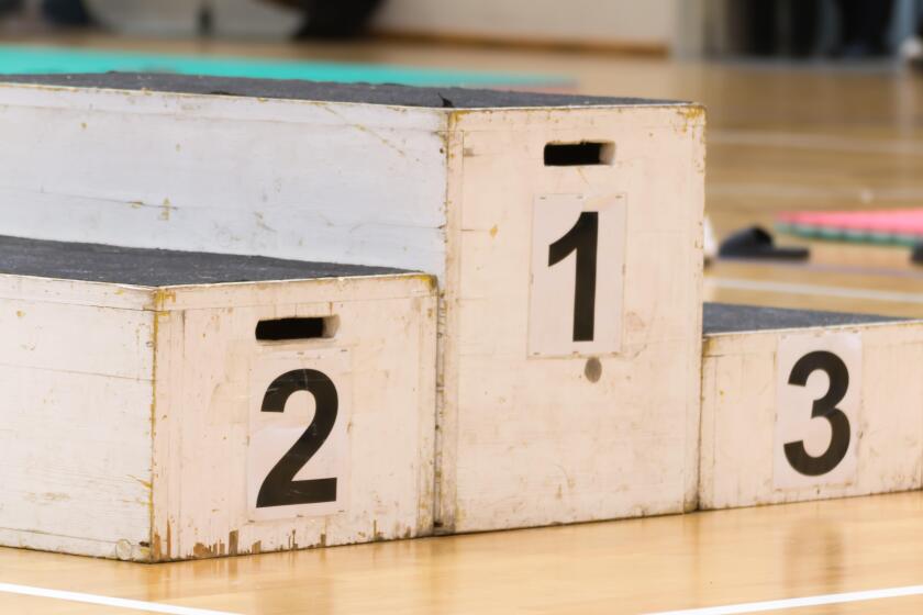 Podium for winner, success in sport activity