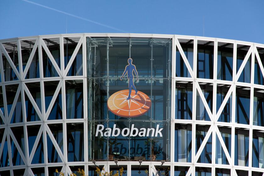 Roelofsarendsveen, Netherlands-may 5, 2015: Rabobank sign on a wall in Roelofsarendsveen