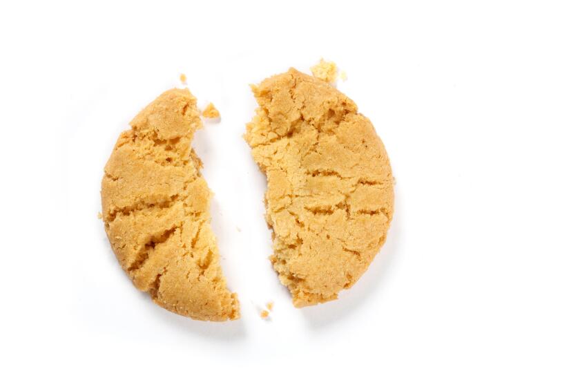 broken cookie isolated on white background , close up.