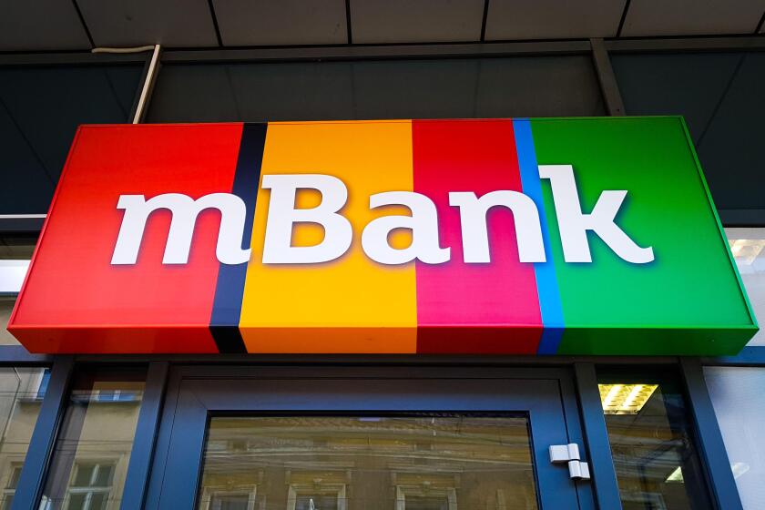 Mbank logo is seen in Krakow, Poland on 5th March, 2020. (Photo by Beata Zawrzel/NurPhoto)