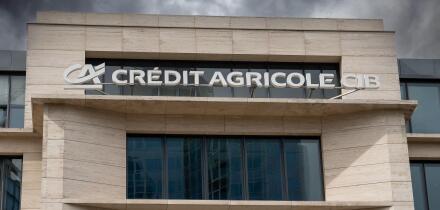 Credit Agricole branch in Frankfurt is a french Corporate and Investment Bank in Capital Markets, Investment Banking and financing activities. Image shot 2023. Exact date unknown.