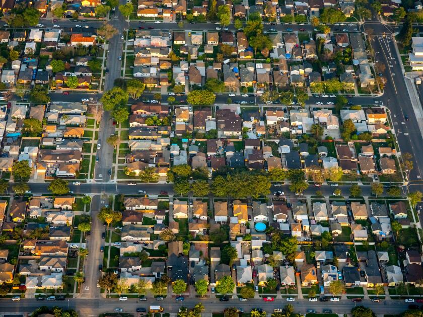 Typical American Housing Development, Single Family Homes, Commerce, Los Angeles County, California, USA