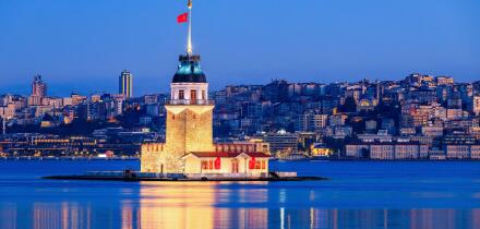 Istanbul, Turkey. The Maiden's Tower at the southern entrance of the Bosphorus.