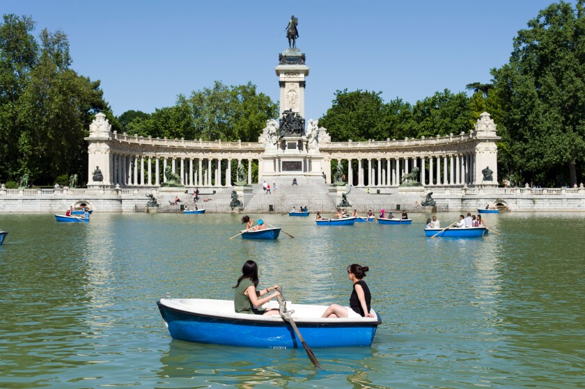 Boating lake at Retiro park, Madrid, Spain