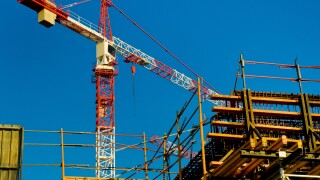 A tower crane on a building site, Malaga, Spain.