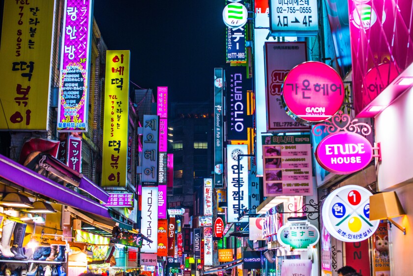 Myeong-dong district of Seoul, South Korea.