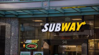 Storefront of Subway in Downtown Vancouver. Subway is US fast food restaurant franchise specializes in submarine sandwiches (subs), wraps and drinks