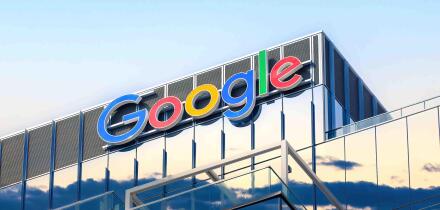 Google sign logo headquarters building, Toronto, Canada. Digital enhancement