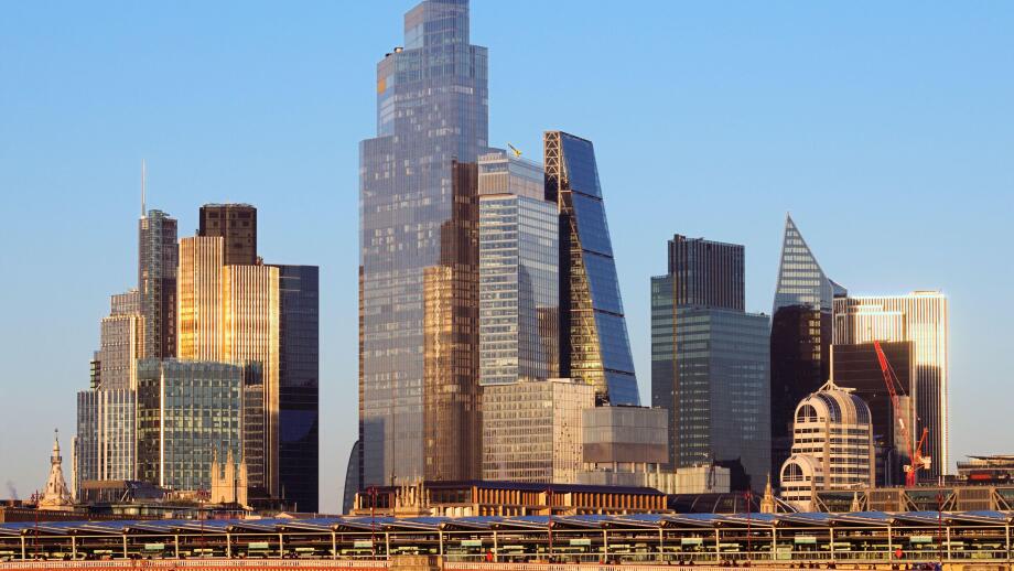 City of London skyline with Blackfriars Bridge and station, London, England, UK. Buildings incl. 22 Bishopsgate, 122 Leadenhall Street, 52 Lime Street