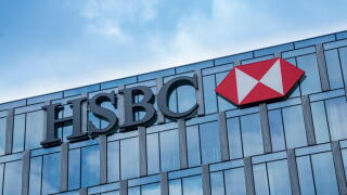Milan, Italy: HSBC bank logo on the building of company headquarters in Milan
