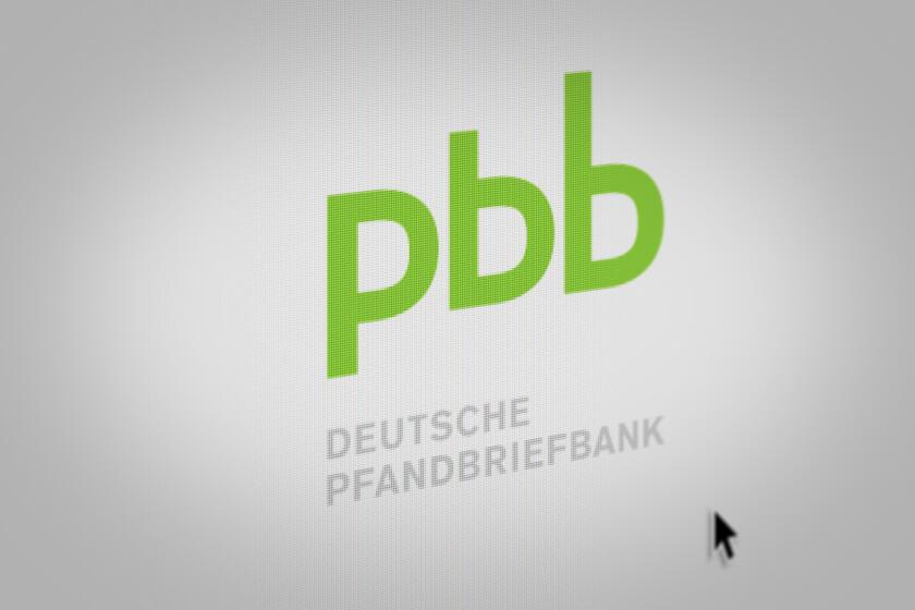 Logo of the public company Deutsche Pfandbriefbank AG displayed on a computer screen in close-up. Credit: PIXDUCE
