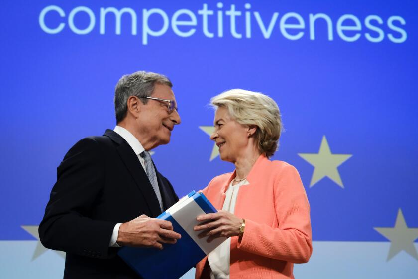Brussels, Belgium. 09th Sep, 2024. Press Conference by European Commission President Ursula von der LEYEN and Mario DRAGHI on the Report on the Future of EU Competitiveness in Brussels, Belgium on September 9, 2024. Credit: ALEXANDROS MICHAILIDIS/Alamy Li