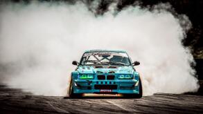 Oschersleben, Germany, August 31, 2019:	Alexandre Strano driving a BMW E36 M3 Turbo by Strano Autosport during the Drift Kings International Series