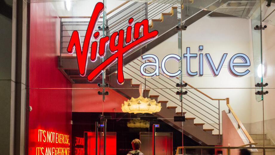 Entrance signage at the Virgin Active Gym, Old Court Place, Kensington, London, W8, UK