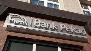 Bank Pekao sign, in Gdansk