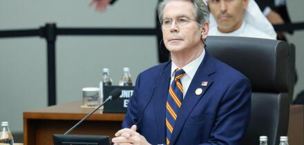 31st Oct, 2025. US secretary at APEC U.S. Treasury Secretary Scott Bessant attends the first session of the Asia-Pacific Economic Cooperation summit at the Gyeongju Hwabaek International Convention Center in the southeastern South Korean city of Gyeongju 