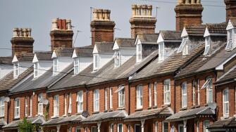 Victorian terraced housing on Worting Road, Basingstoke, UK. Concept: England housing market, mortgage deals, property prices, buy to let
