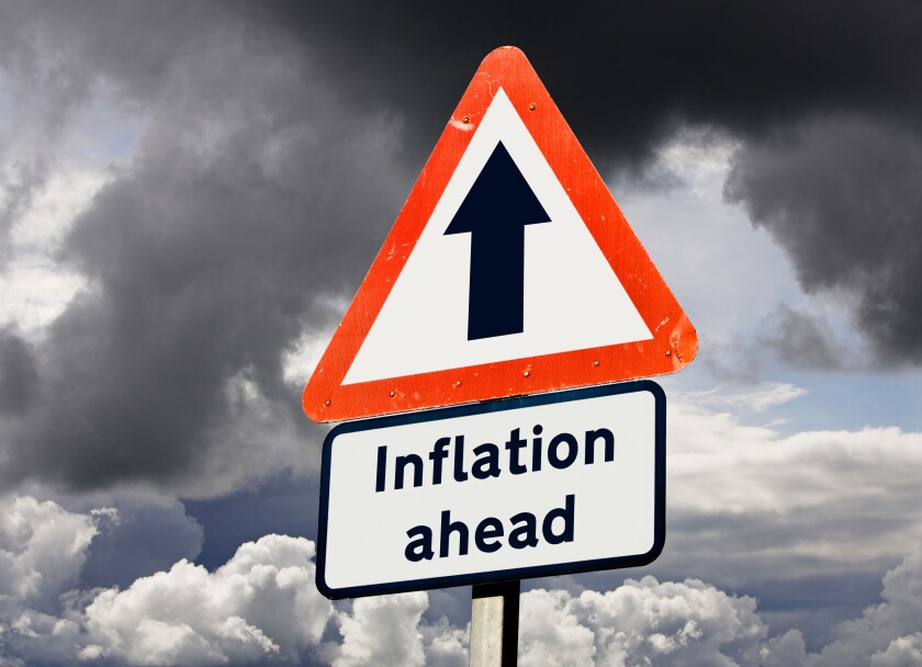 Inflation rising ahead - UK financial sign concept