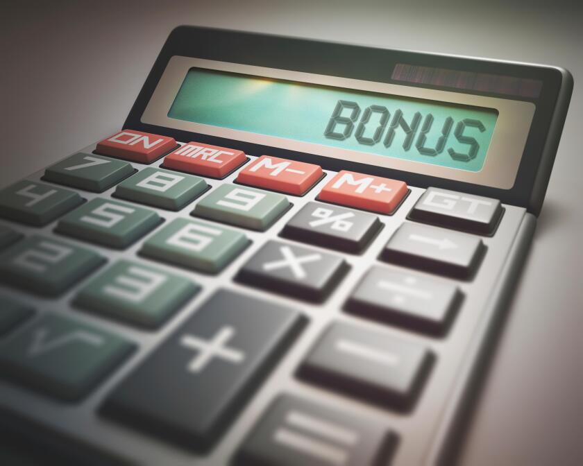 Calculator with the word bonus, illustration.
