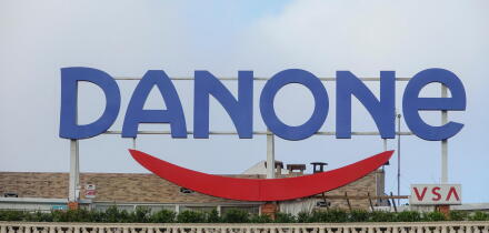 Huge Danone Advertising in the city center of Barcelona