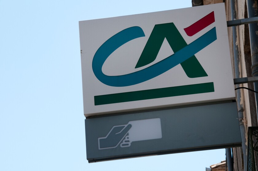 Sign on a Credit Agricole bank in France