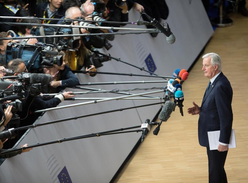 Belgium, Brussels, on 2018/11/25: Brexit EU summit with here, Michel Barnier, chief Brexit negotiator, answering the media