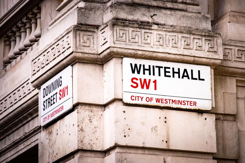 London- Whitehall and Downing Street sign, the headquarters of the government of the United Kingdom