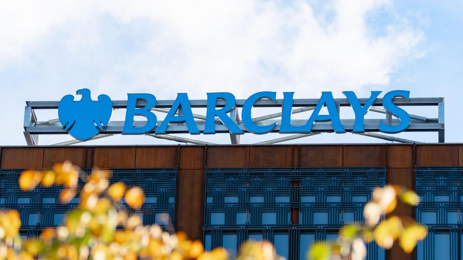 Barclays bank sign on new Barclays Glasgow Campus in Tradeston, Glasgow