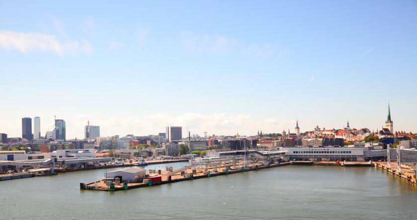 Cruise port and skyline of Tallin, Estonia