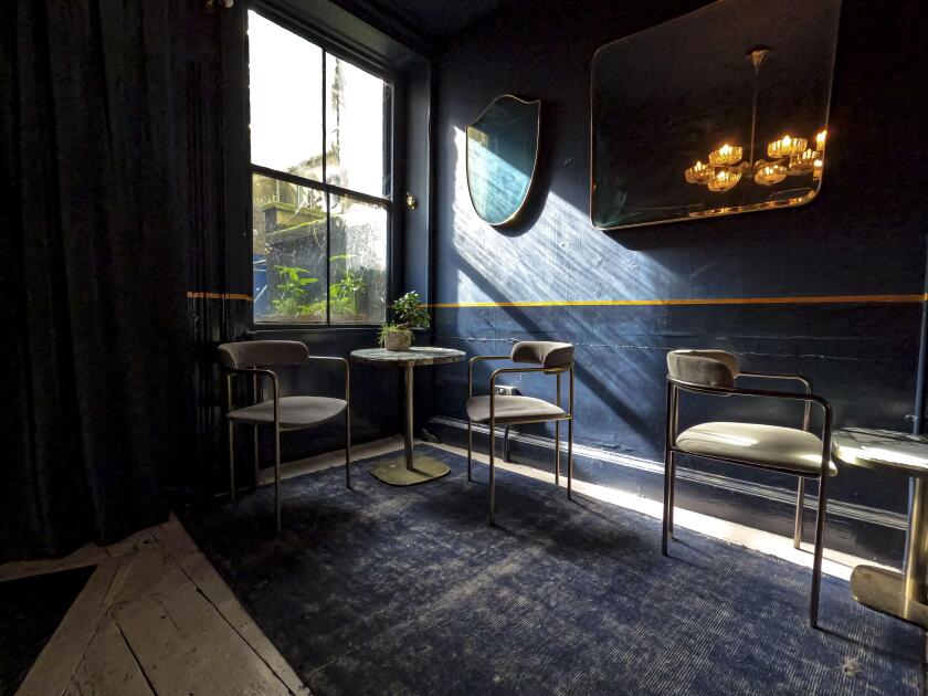 Quiet empty Coffee shop in London with a sunlight