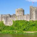 Pembroke castle wall and moat Pembroke Pembrokeshire Wales UK GB Europe - Castell Penfro