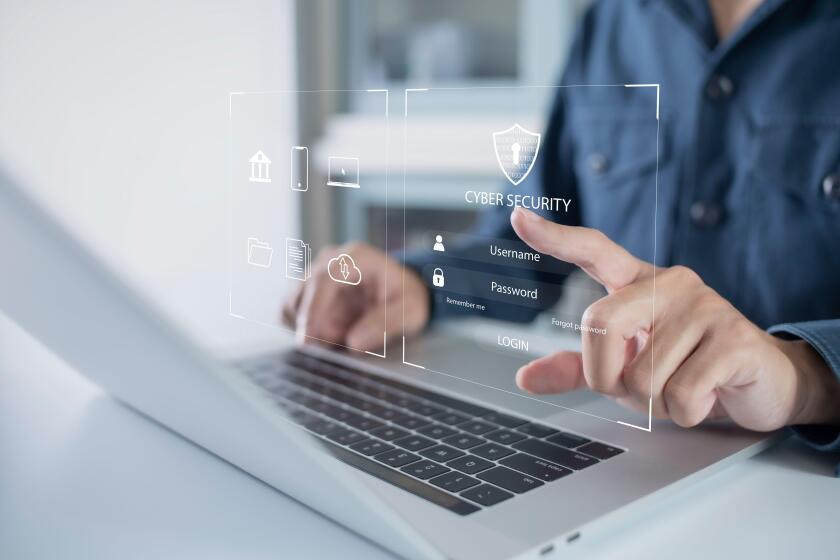 Cybersecurity and data privacy protection concept, padlock icon. And Internet network security technology, business people touch personal data protect