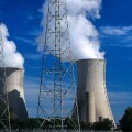 Cooling Towers & Electricity Pylons of Tricastin Nuclear Power Plant, or Nuclear Power Station, Rhone Valley, France