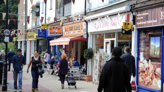 Crawley West Sussex UK - The old shopping precinct and High Street area