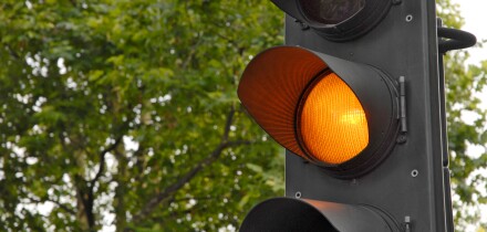 traffic light on amber. Image shot 2006. Exact date unknown.