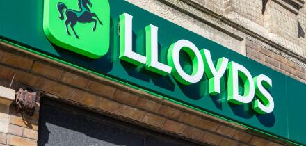 Lloyds bank logo and sign, Lowestoft, Suffolk, England, UK
