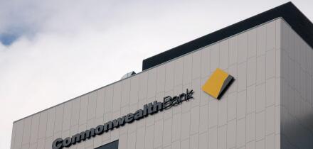 Brisbane, Queensland, Australia - 26th Jan. 2020 : Commonwealth Bank (CBA or Common bank) sign hanging on the top of the head office in Brisbane. Comm