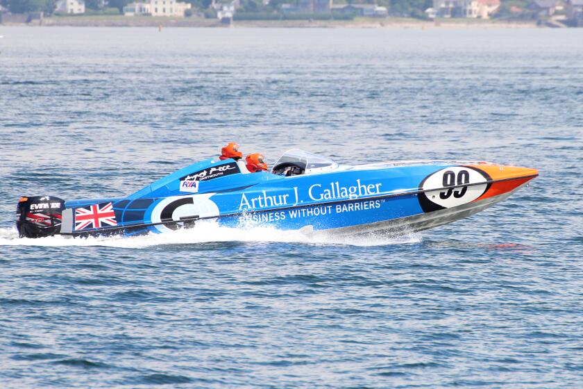 The Arthur J Gallagher Team during the inaugural Scottish Grand Prix of the Sea, held at Greenock on the Firth of Clyde.