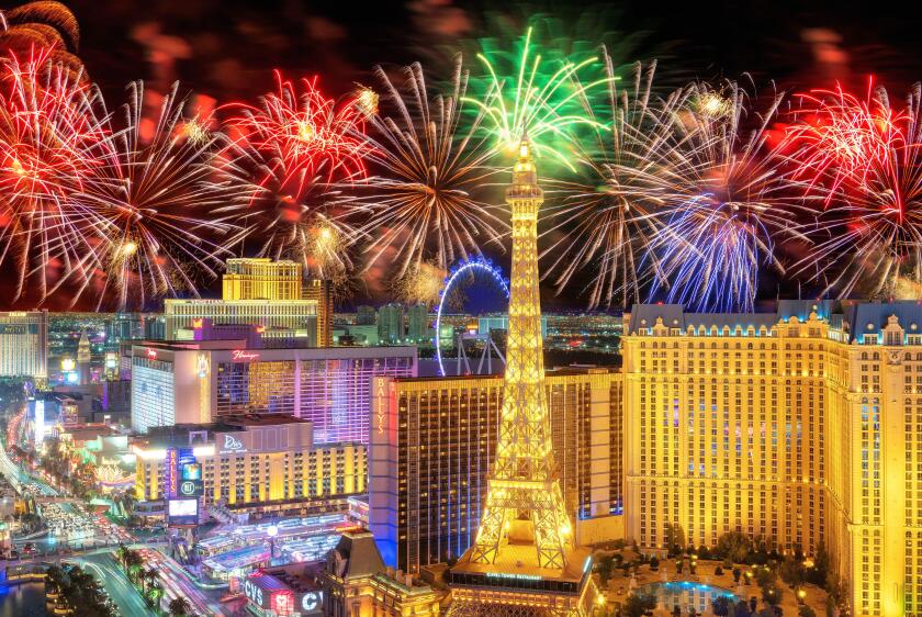 Festive fireworks on Las Vegas Strip